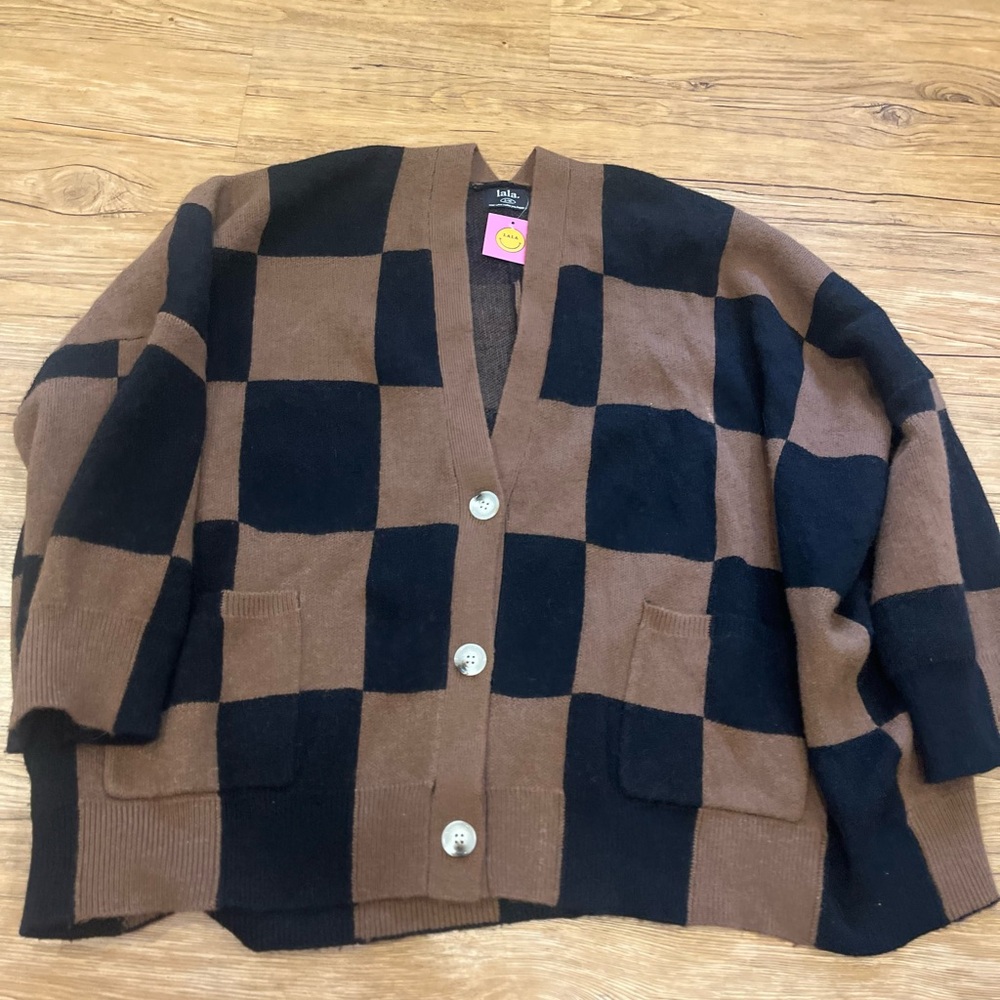 New Dressed In Lala Oversized Cardigan Checkered Size L/XL